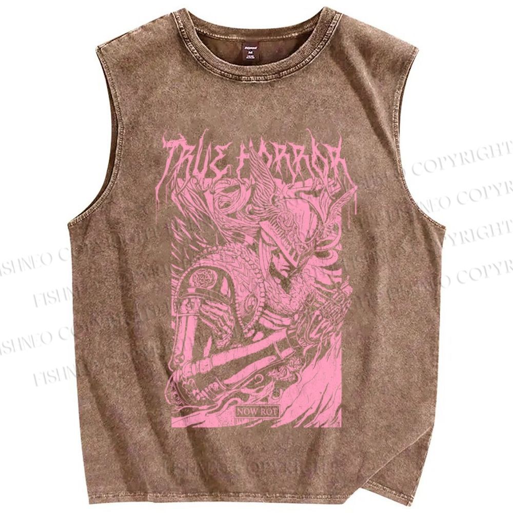 Unisex Vintage Elden Ring Graffiti Printed Washed Tank Top