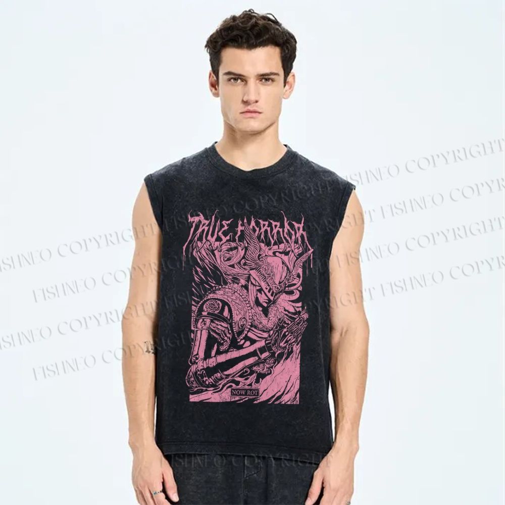 Unisex Vintage Elden Ring Graffiti Printed Washed Tank Top