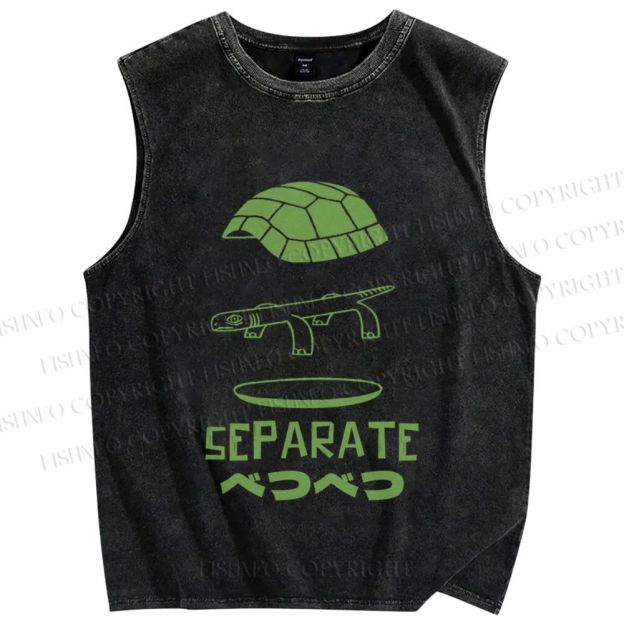 Unisex Separate Turtle Printed Washed Tank Top