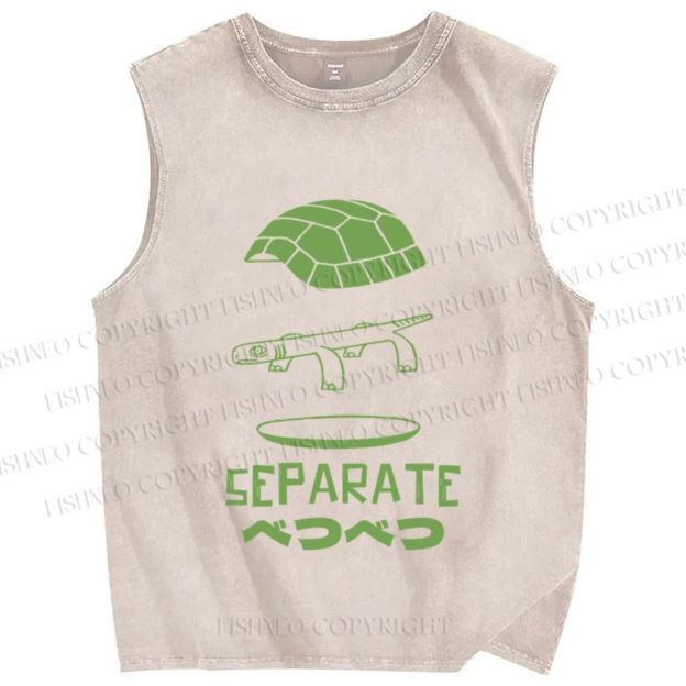 Unisex Separate Turtle Printed Washed Tank Top