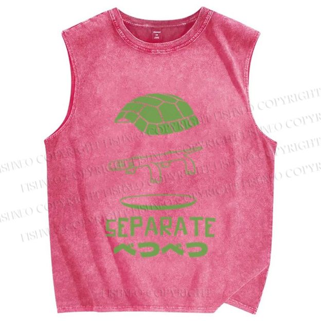 Unisex Separate Turtle Printed Washed Tank Top