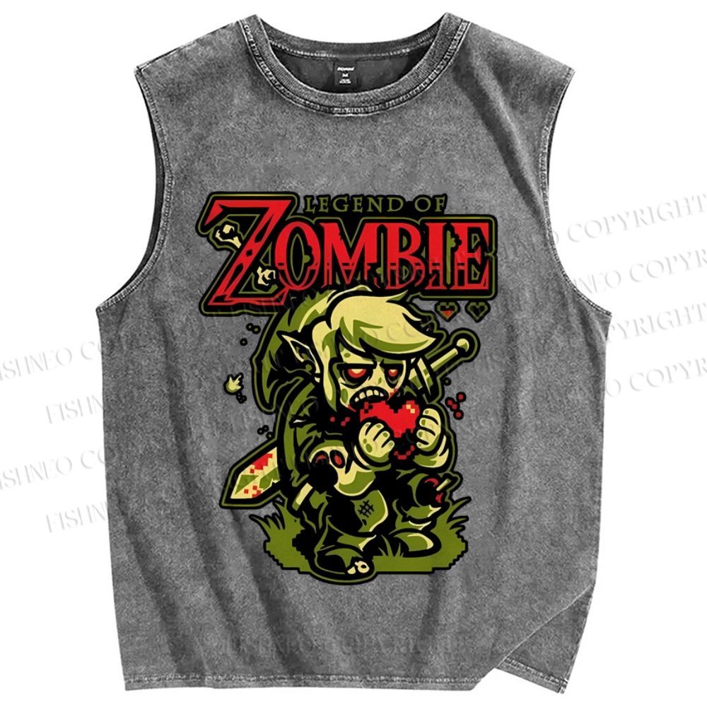 Unisex The Legend of Zelda Zombie Printed Washed Tank Top