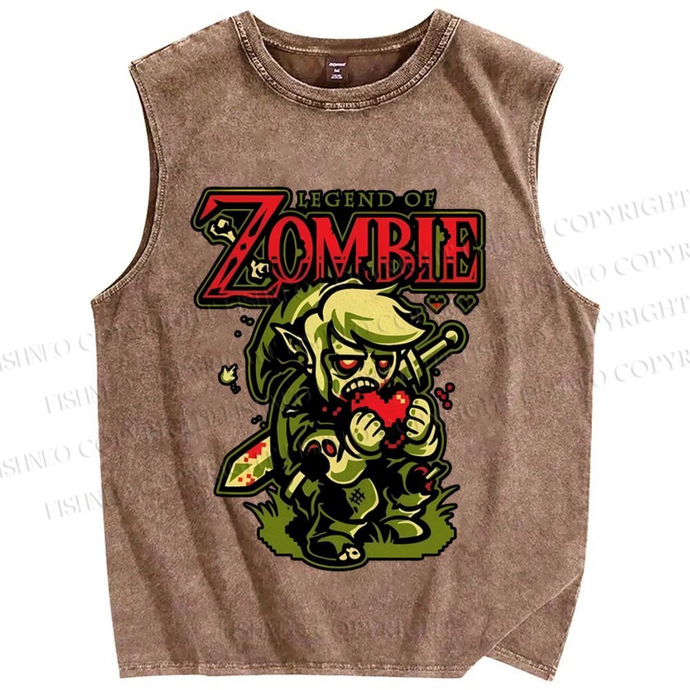 Unisex The Legend of Zelda Zombie Printed Washed Tank Top
