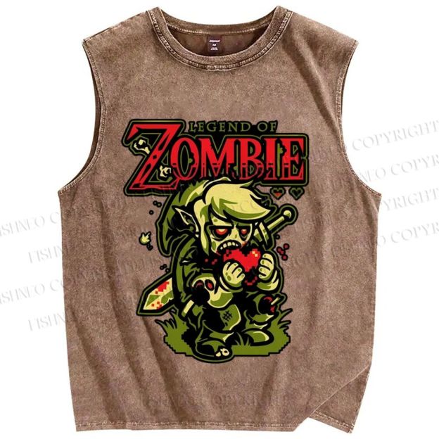 Unisex The Legend of Zelda Zombie Printed Washed Tank Top