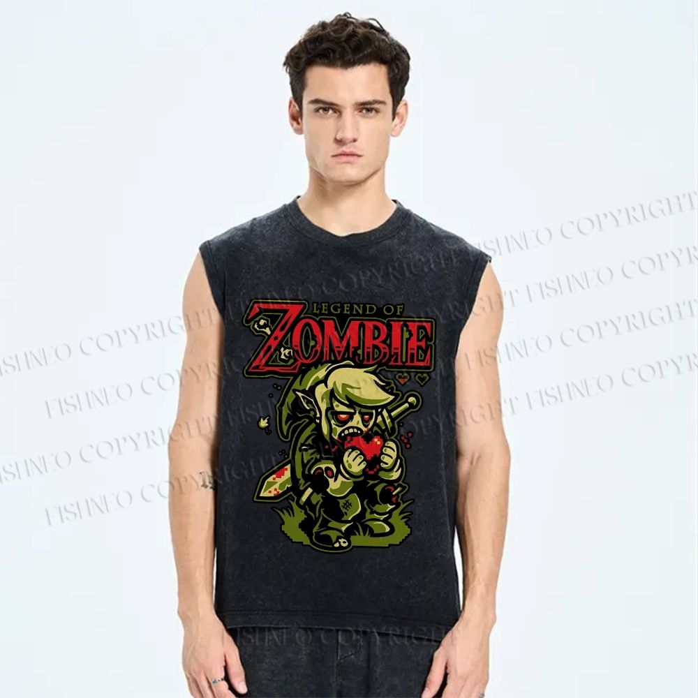 Unisex The Legend of Zelda Zombie Printed Washed Tank Top