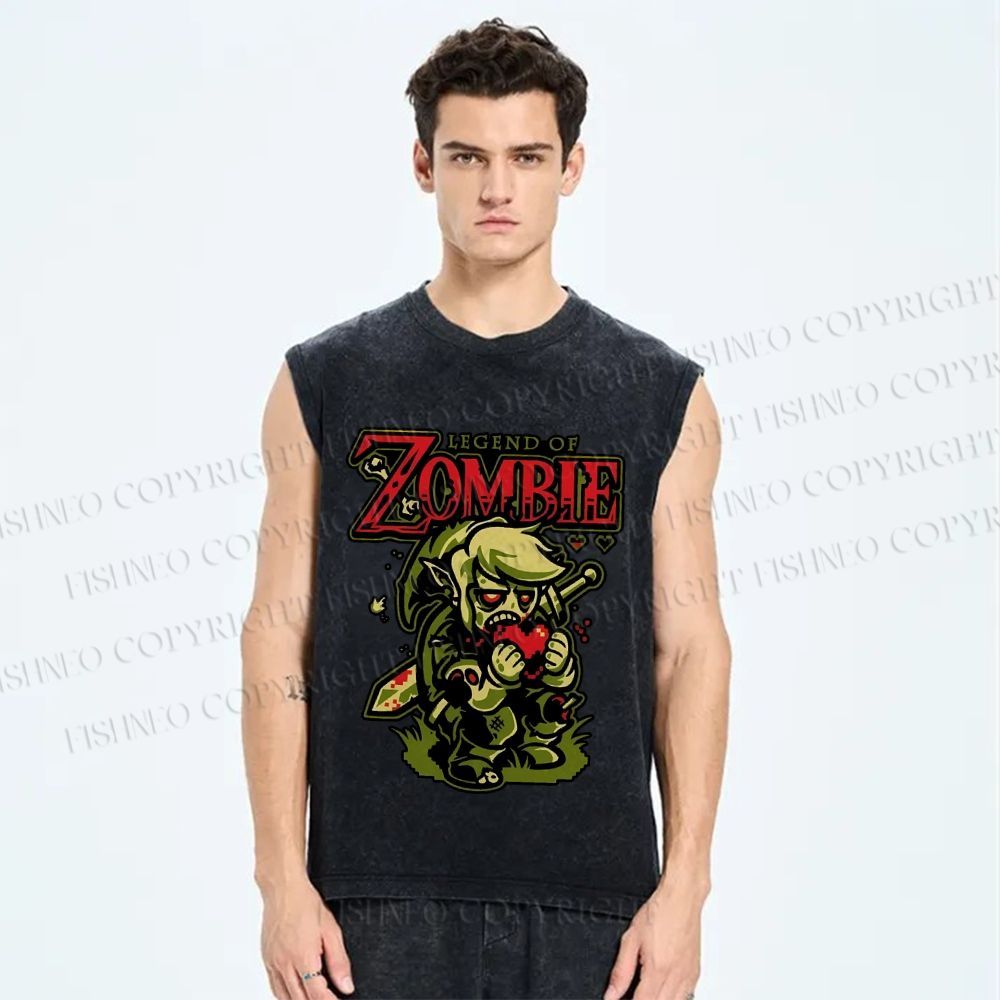 Unisex The Legend of Zelda Zombie Printed Washed Tank Top