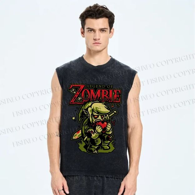 Unisex The Legend of Zelda Zombie Printed Washed Tank Top