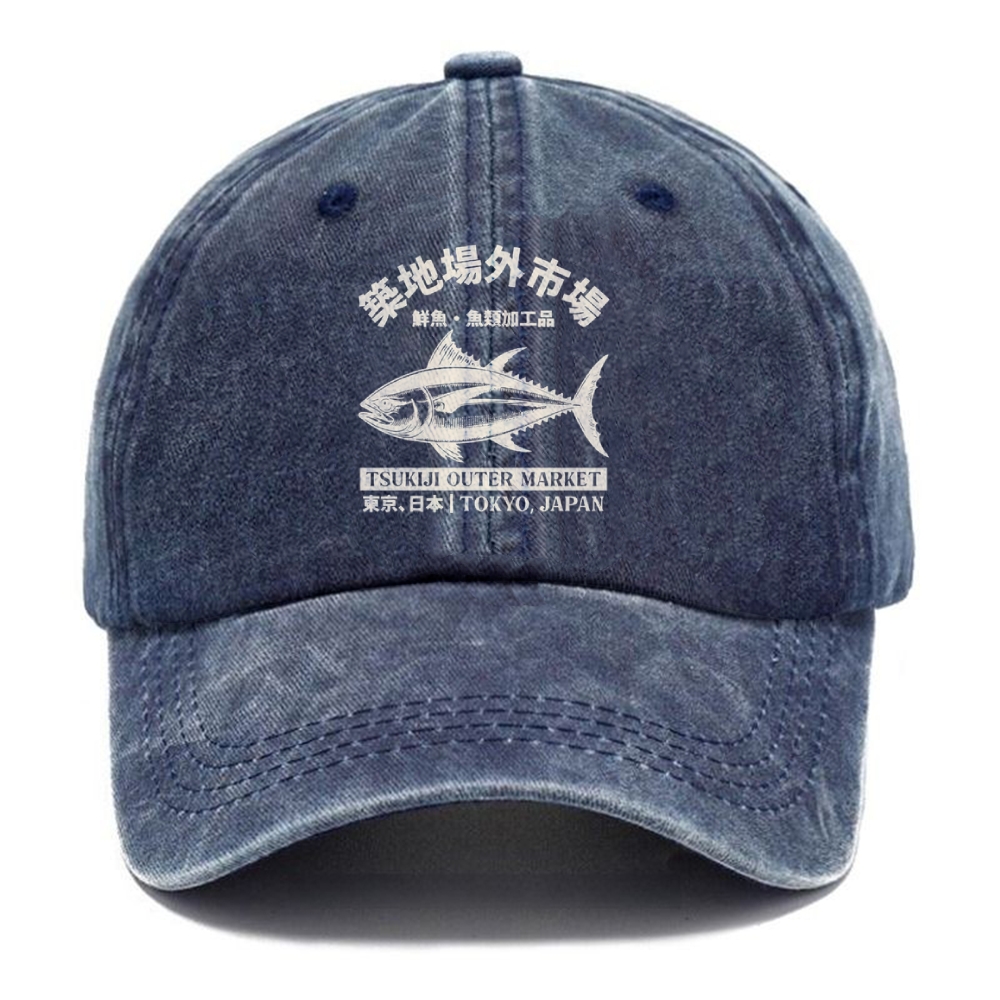  Japan Tsukiji Fish Market Washed Cap