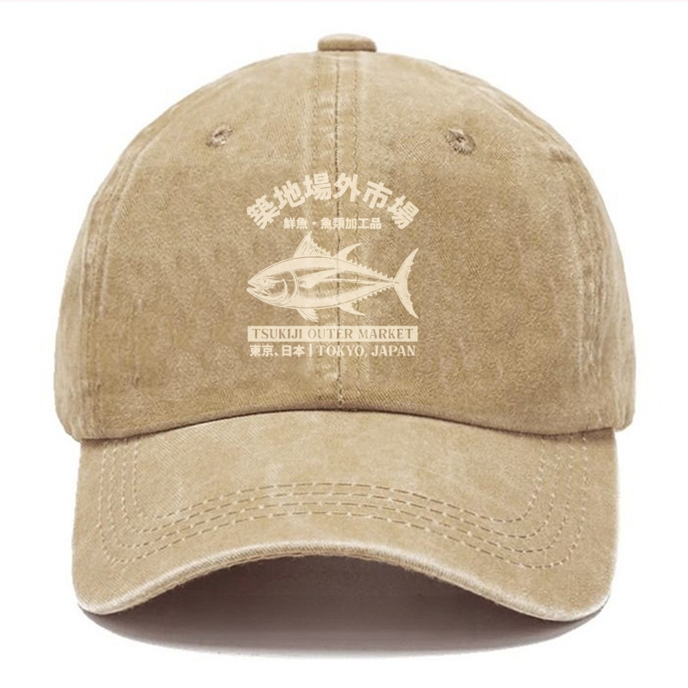  Japan Tsukiji Fish Market Washed Cap