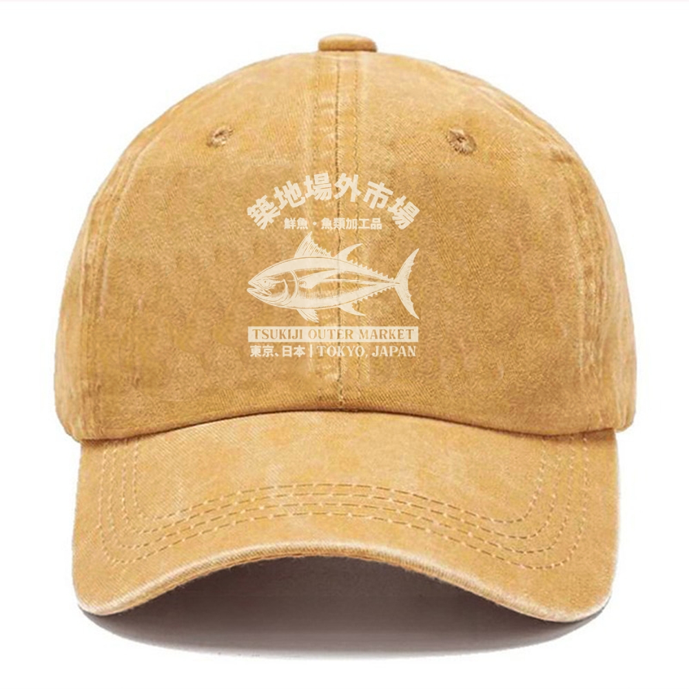  Japan Tsukiji Fish Market Washed Cap
