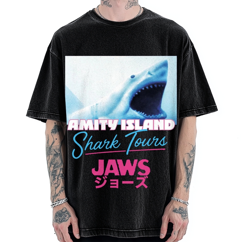 BIg Shark Amity Island Shark Tours Vintage Washed T-shirt
