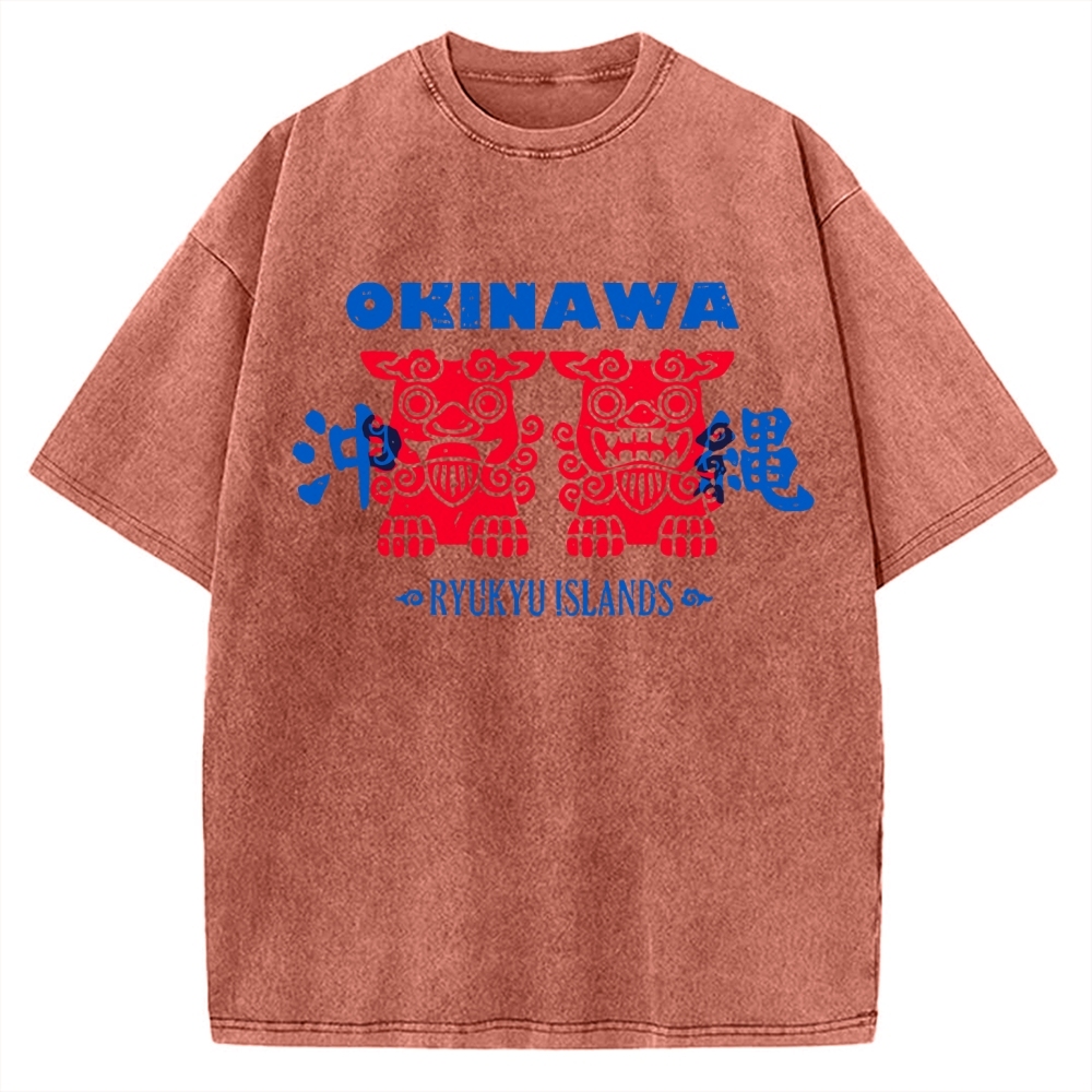 Okinawa Mascot Vintage Washed T-shirt