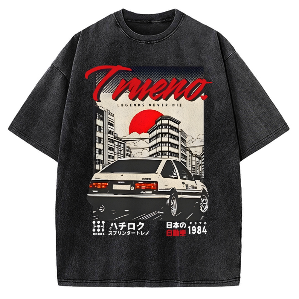 Retro Japanese Car Funny Vintage Washed T-shirt