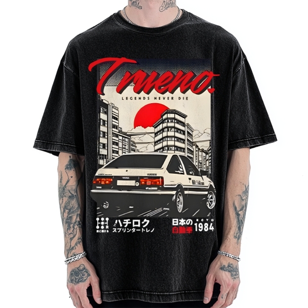 Retro Japanese Car Funny Vintage Washed T-shirt