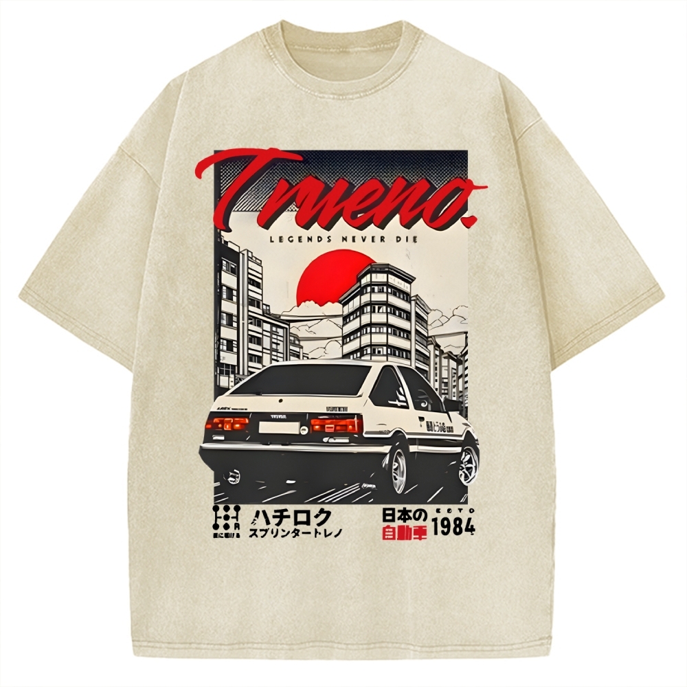 Retro Japanese Car Funny Vintage Washed T-shirt
