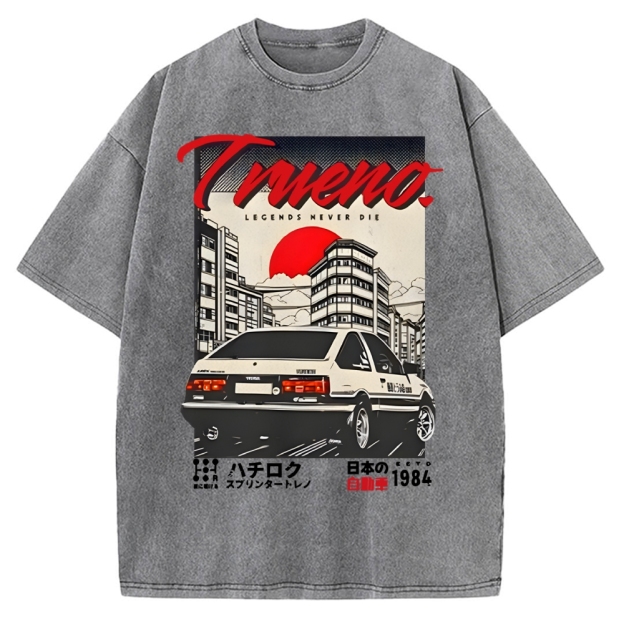 Retro Japanese Car Funny Vintage Washed T-shirt