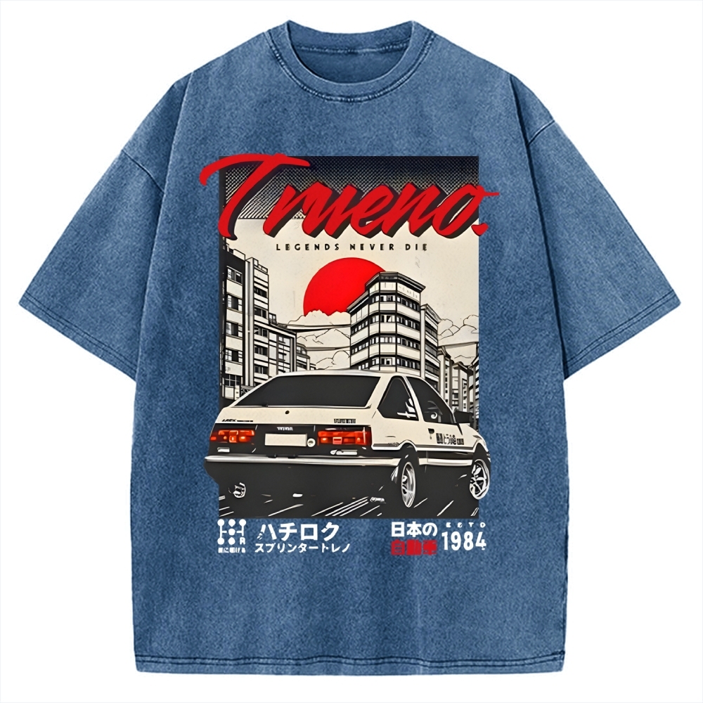 Retro Japanese Car Funny Vintage Washed T-shirt