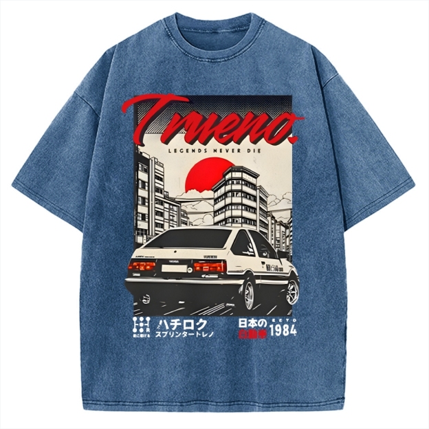 Retro Japanese Car Funny Vintage Washed T-shirt