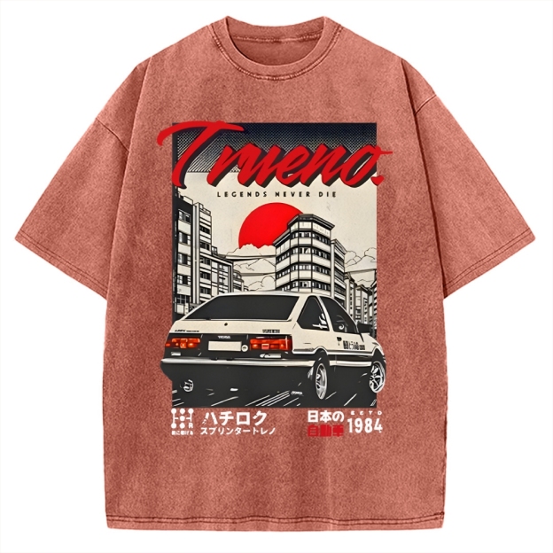 Retro Japanese Car Funny Vintage Washed T-shirt
