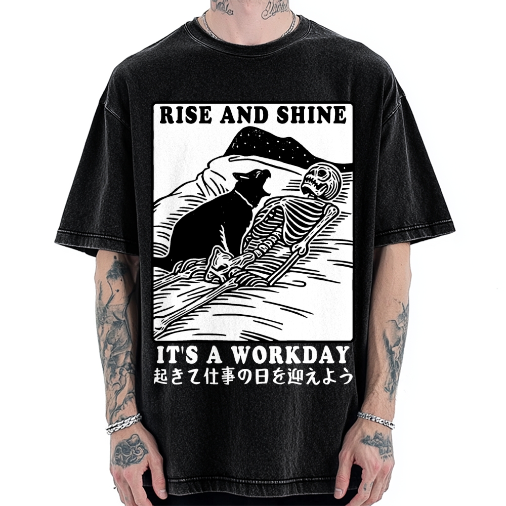 Rise And Shine It's A Workday Vintage Washed T-shirt