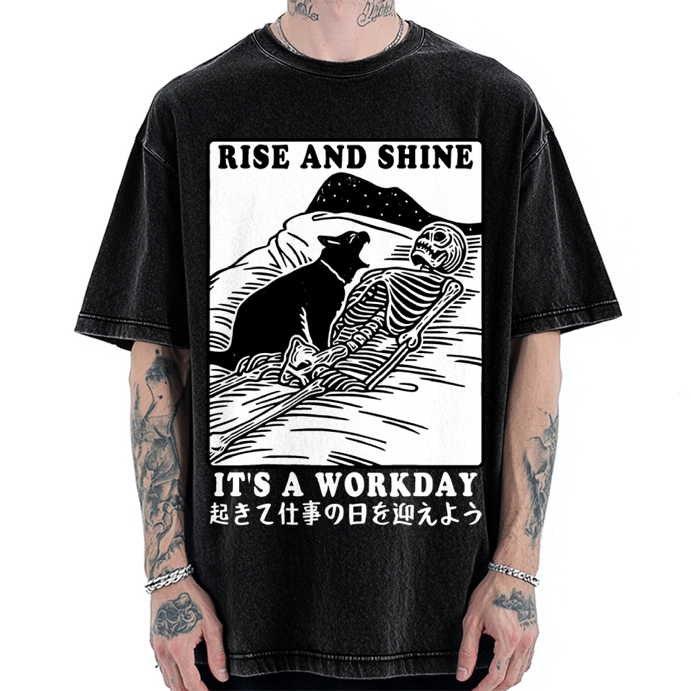 Rise And Shine It's A Workday Vintage Washed T-shirt