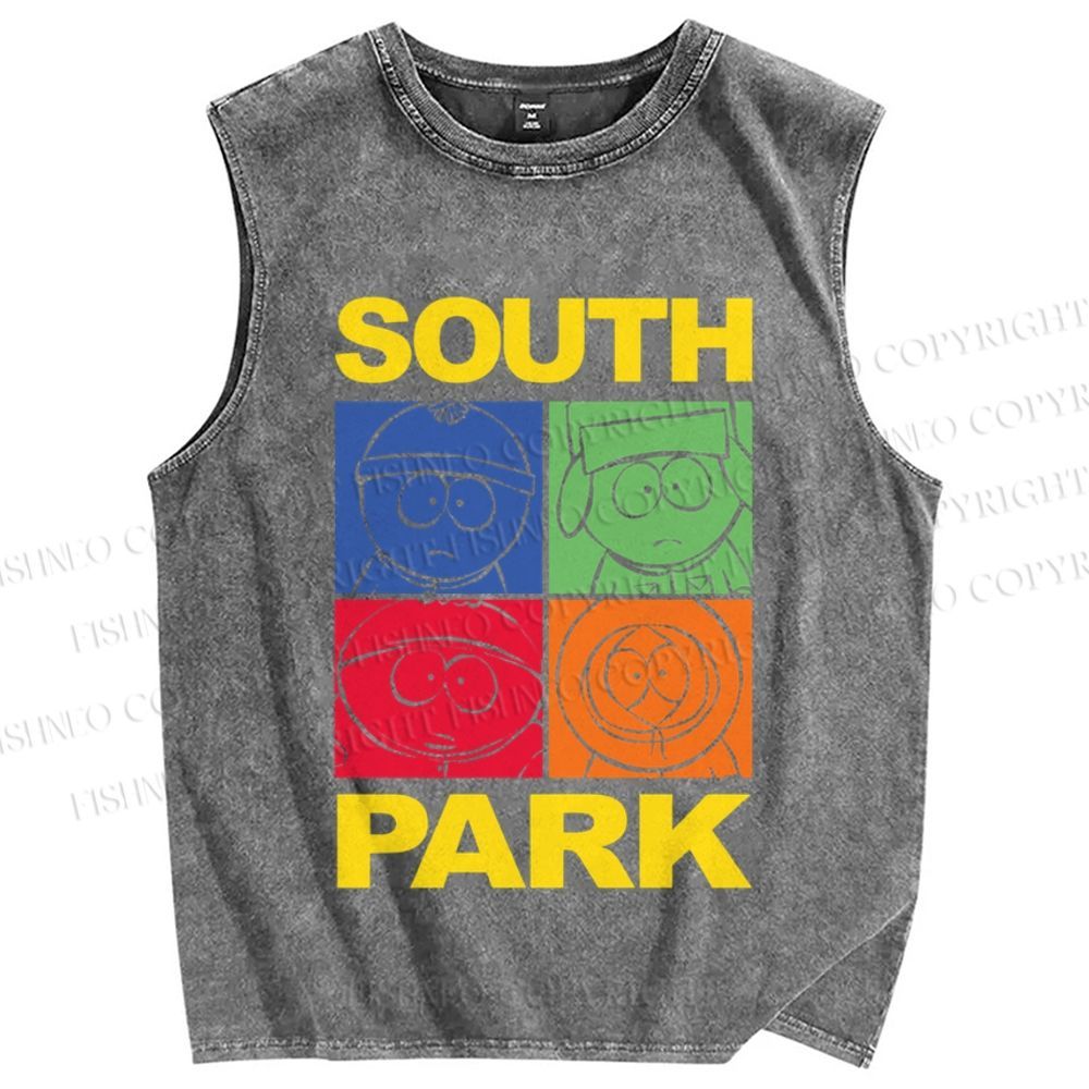 Unisex South Park Printed Washed Tank Top