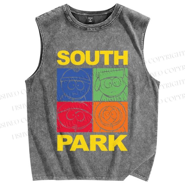 Unisex South Park Printed Washed Tank Top