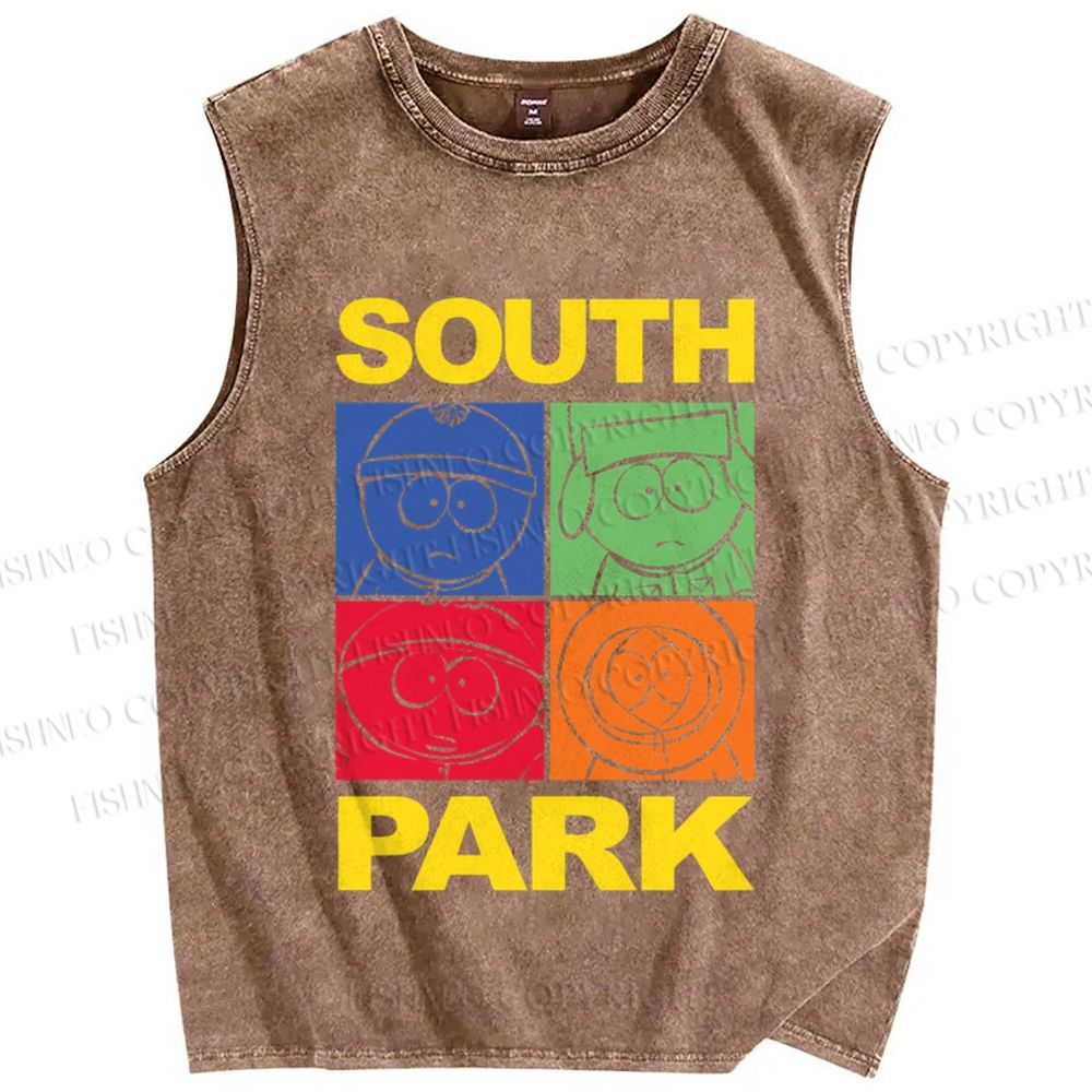 Unisex South Park Printed Washed Tank Top