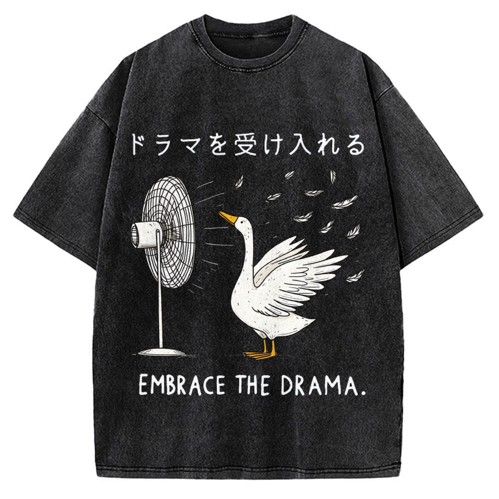 Goose Blowing Electric Fan Vintage Washed T-shirt