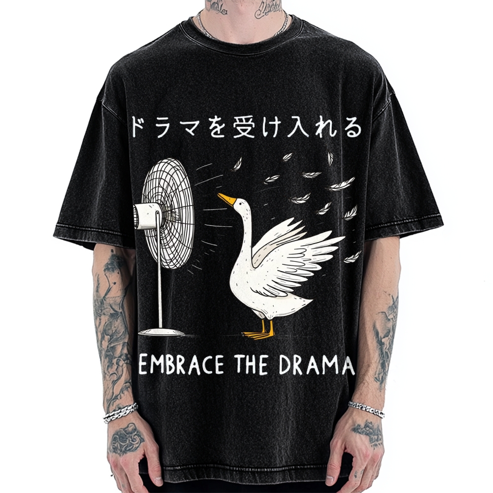 Goose Blowing Electric Fan Vintage Washed T-shirt
