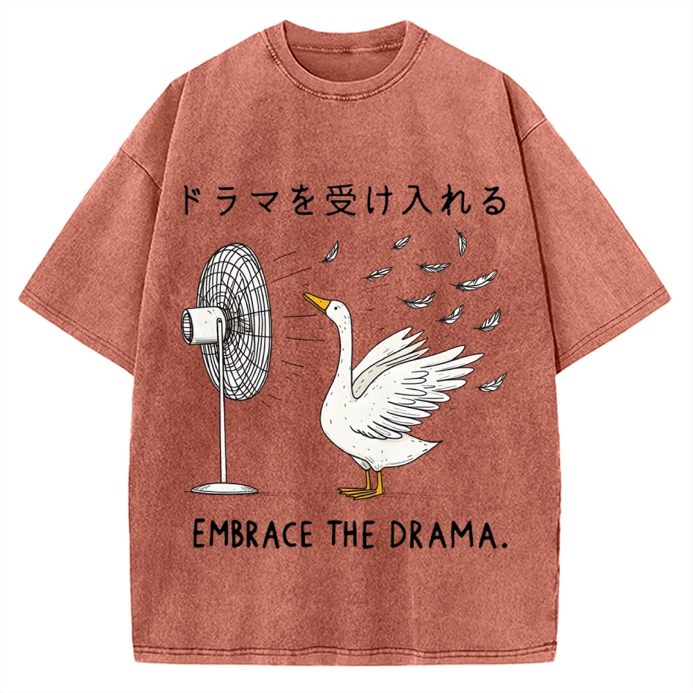 Goose Blowing Electric Fan Vintage Washed T-shirt