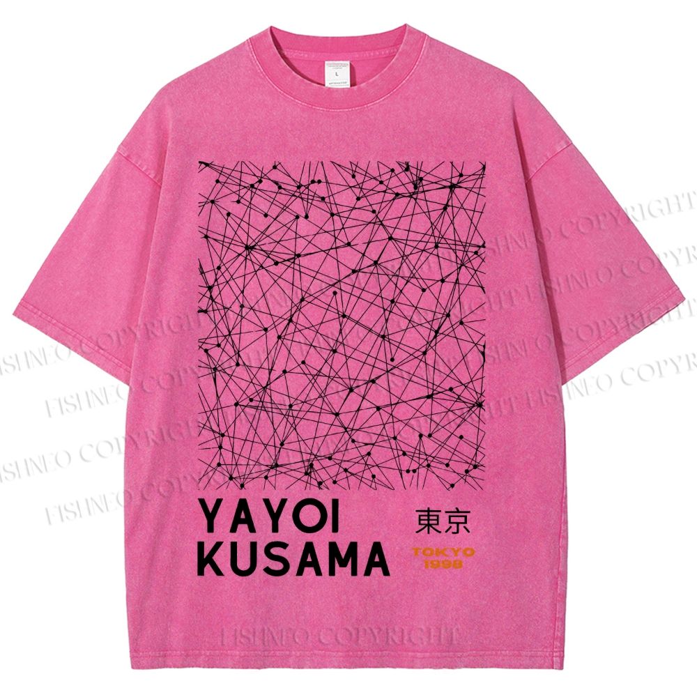 Unisex Yayoi Kusama Graffiti Printed Washed Tee