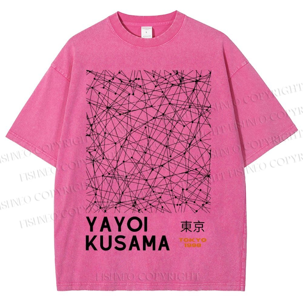 Unisex Yayoi Kusama Graffiti Printed Washed Tee