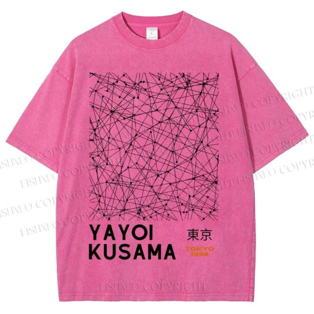 Unisex Yayoi Kusama Graffiti Printed Washed Tee