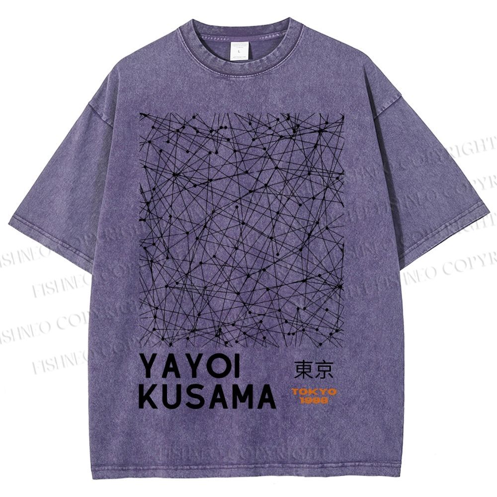 Unisex Yayoi Kusama Graffiti Printed Washed Tee