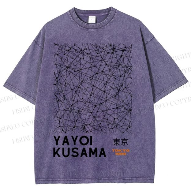 Unisex Yayoi Kusama Graffiti Printed Washed Tee