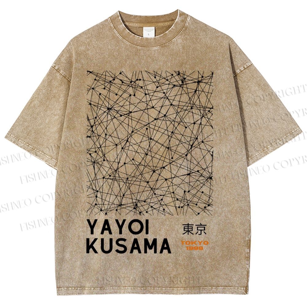 Unisex Yayoi Kusama Graffiti Printed Washed Tee