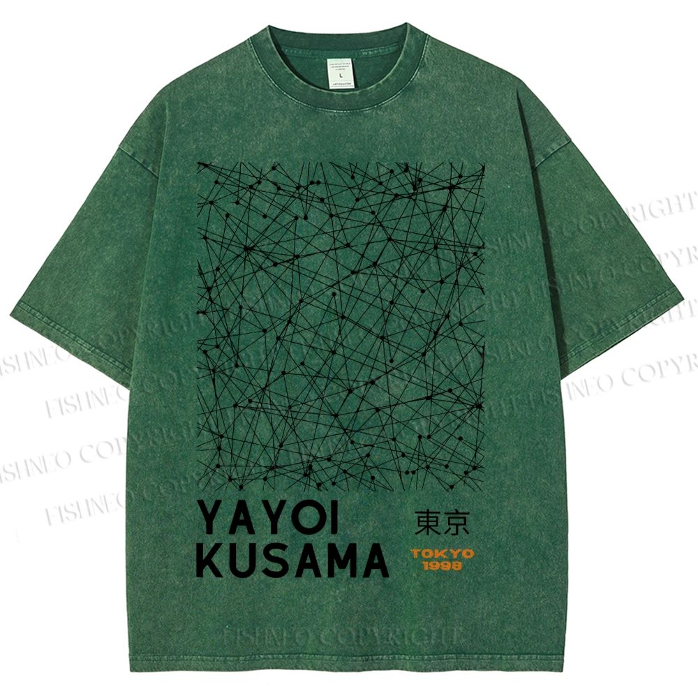 Unisex Yayoi Kusama Graffiti Printed Washed Tee