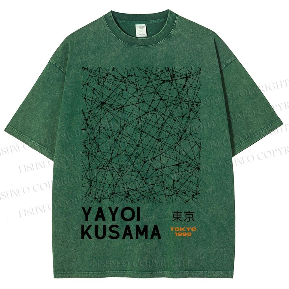 Unisex Yayoi Kusama Graffiti Printed Washed Tee