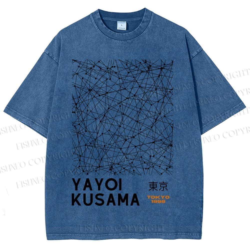 Unisex Yayoi Kusama Graffiti Printed Washed Tee