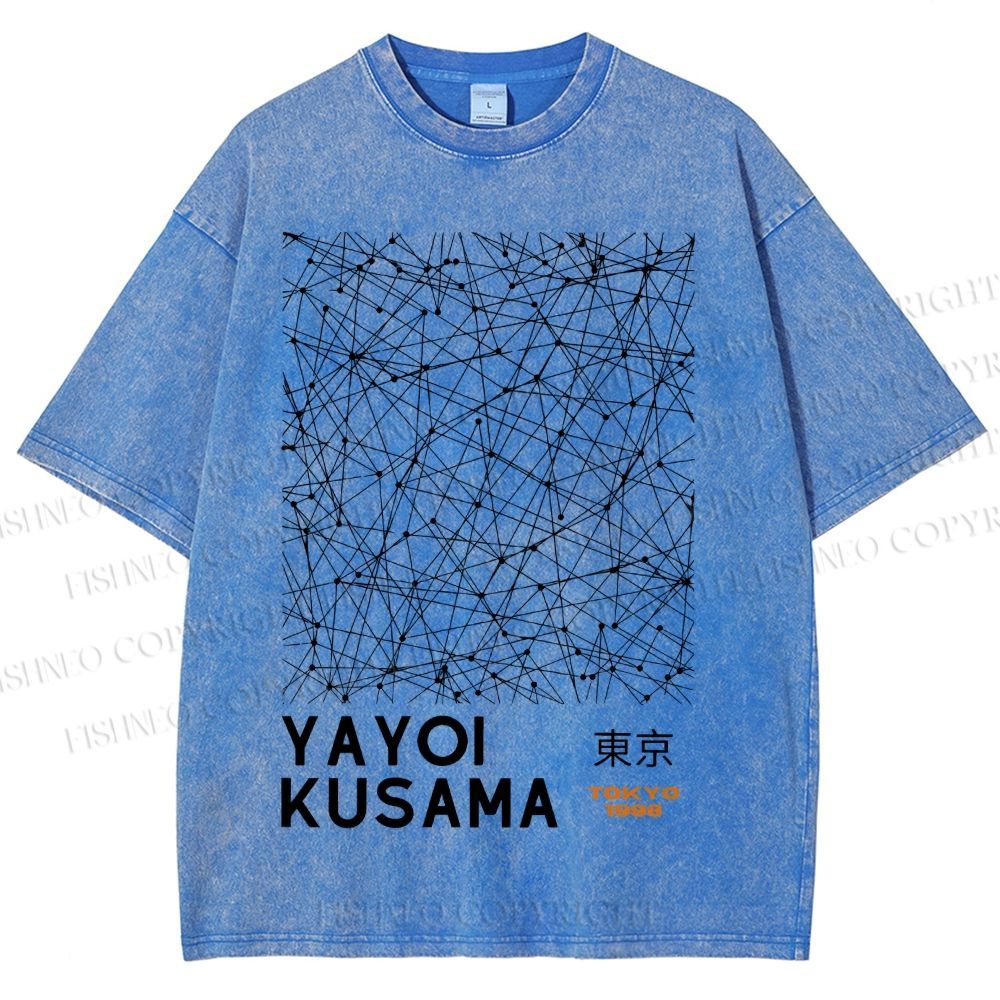 Unisex Yayoi Kusama Graffiti Printed Washed Tee