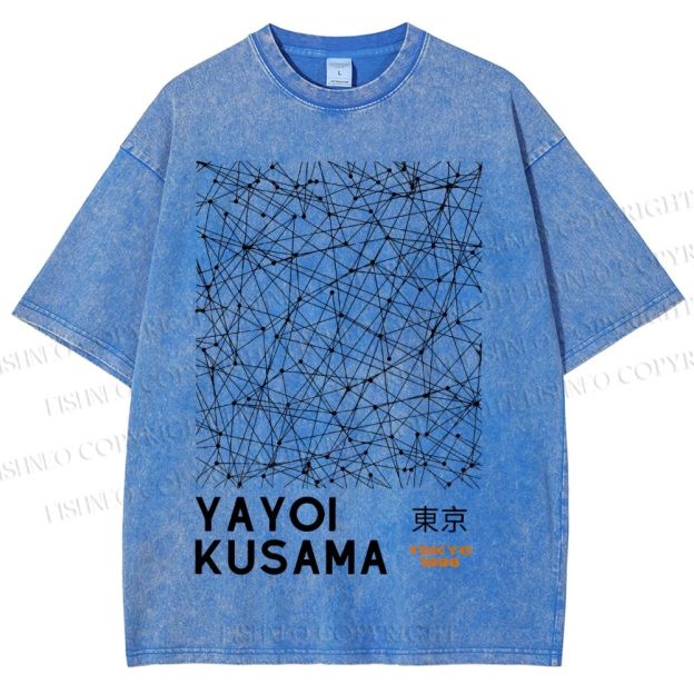 Unisex Yayoi Kusama Graffiti Printed Washed Tee