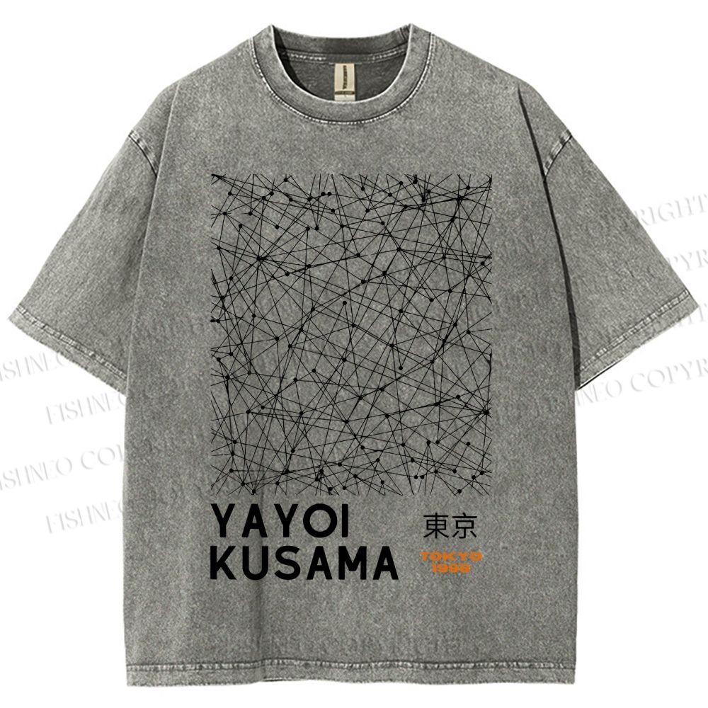 Unisex Yayoi Kusama Graffiti Printed Washed Tee