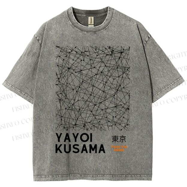 Unisex Yayoi Kusama Graffiti Printed Washed Tee