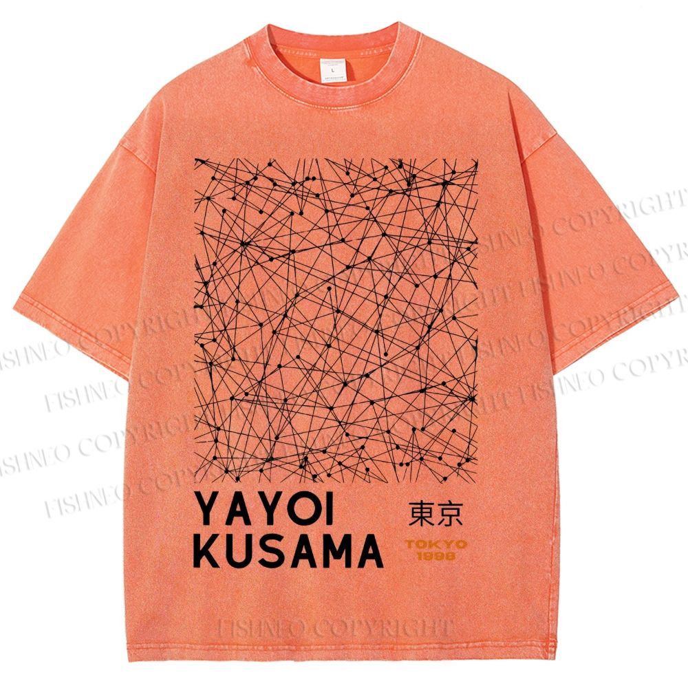 Unisex Yayoi Kusama Graffiti Printed Washed Tee