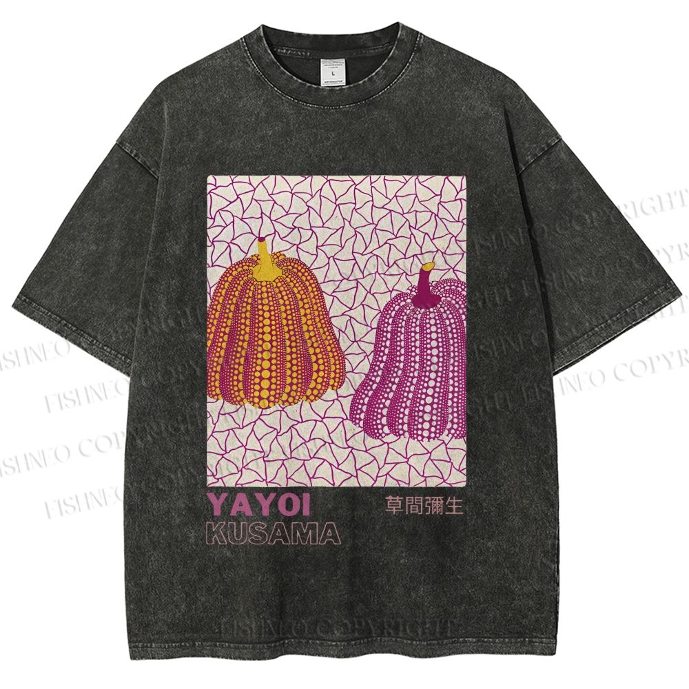 Unisex Yayoi Kusama Pumpkin Printed Washed Tee