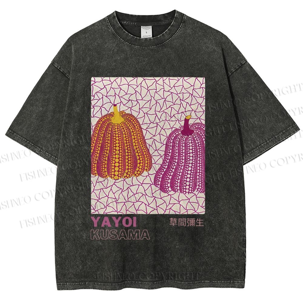 Unisex Yayoi Kusama Pumpkin Printed Washed Tee