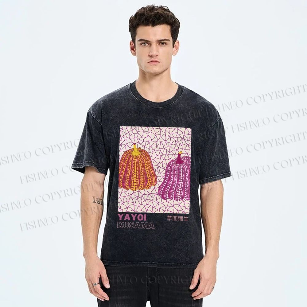 Unisex Yayoi Kusama Pumpkin Printed Washed Tee