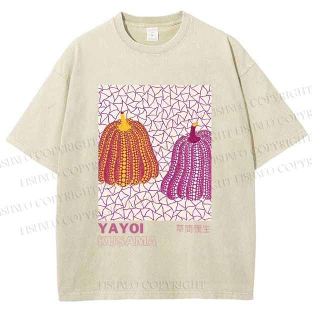 Unisex Yayoi Kusama Pumpkin Printed Washed Tee