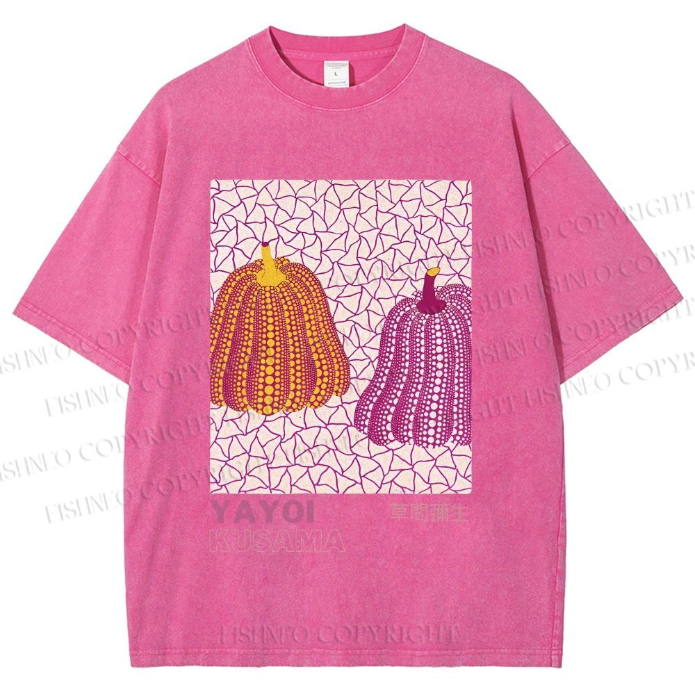 Unisex Yayoi Kusama Pumpkin Printed Washed Tee